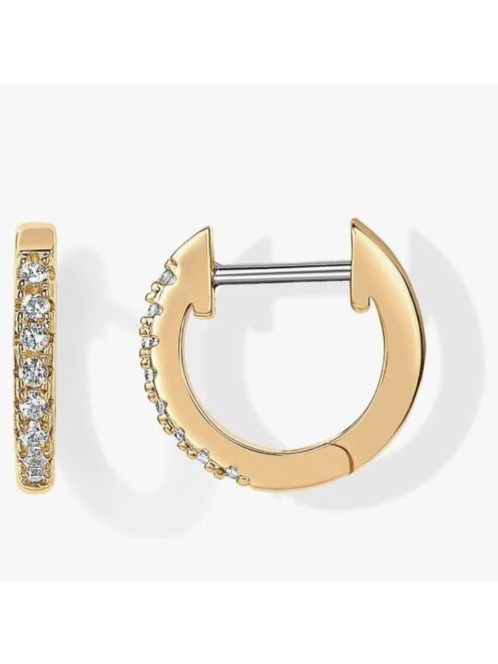 PAVOI 14K Gold Plated Cubic Zirconia Cuff Earrings Huggie Studs